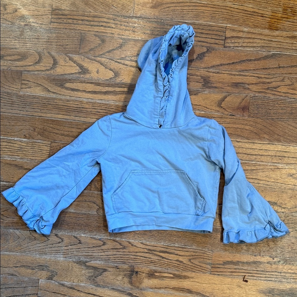 Oopsie Daisy Soft Stretch Blue Ruffled Hoodie with Bell Sleeves size 4T